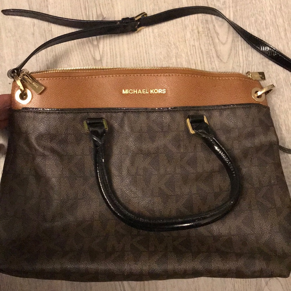 Medium Sized Brown and Black Michael Kors Purse